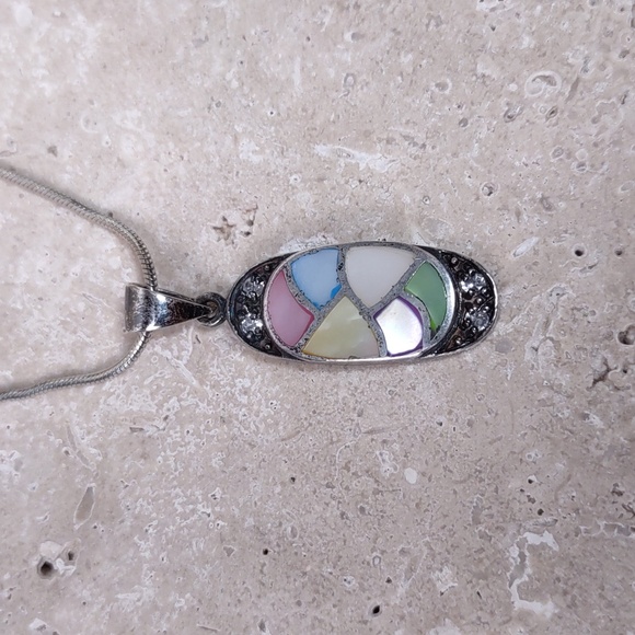Mother of Pearl Inlay/Sterling Silver Necklace - Picture 5 of 8